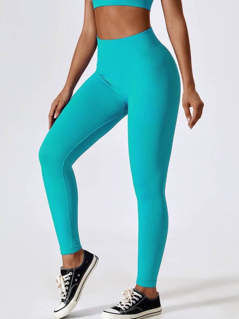 Flexible, Stretchy High-Rise Ribbed Yoga Leggings - Perfect for Yoga or Everyday Wear!