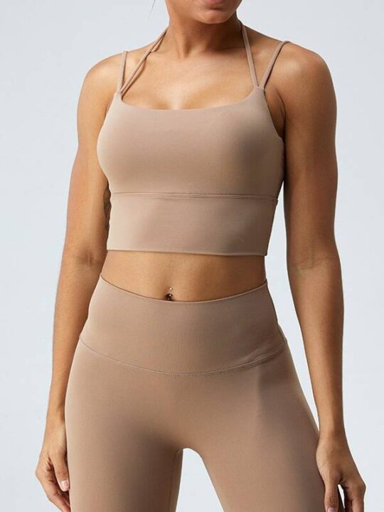 Halter Neck Sports Bra with Double Straps