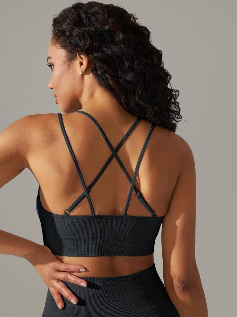 High Impact Strappy Back Push-Up Sports Bra for Yoga, Running & Gym Workouts - Ultimate Support & Comfort