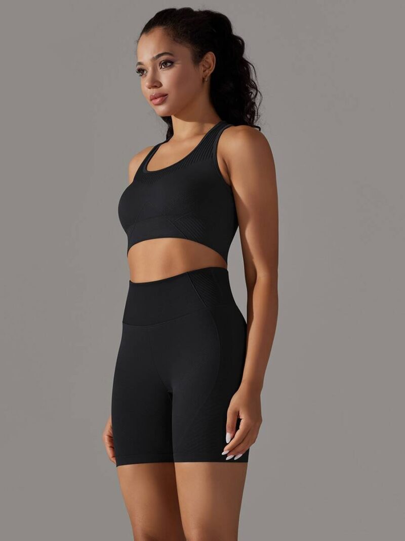 High Performance Padded Racerback Sports Bra & Comfortable High Waisted Shorts Set - Perfect for Working Out & Staying Active!