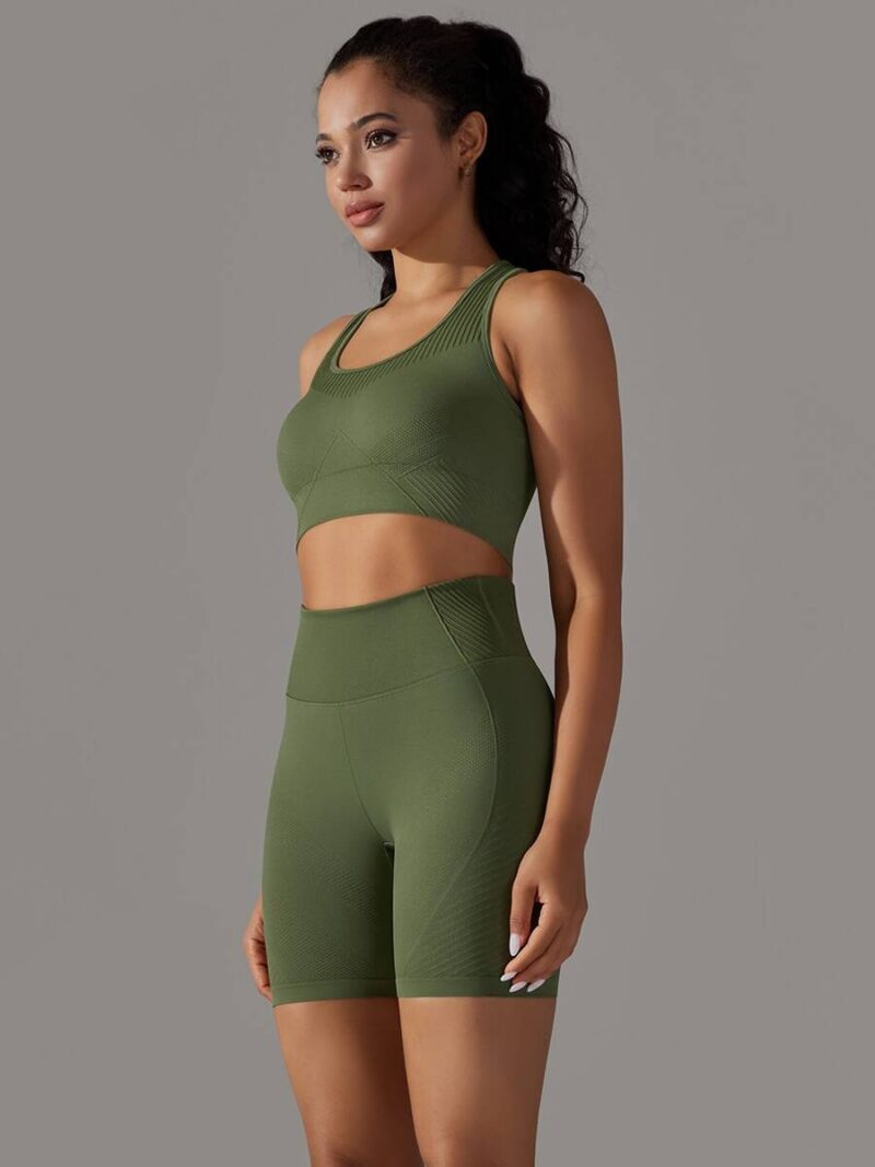 High-Performance Racerback Padded Sports Bra and Stylish High Waist Shorts Set - Perfect for Activewear