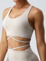 High-Performance Womens Racerback Strappy Sports Bra - Sexy & Supportive for All Your Workouts!