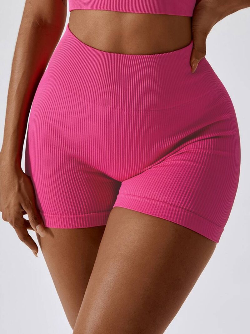 High Waisted Ribbed Stretchy Yoga Booty Shorts | Scrunch Butt Workout Hotpants