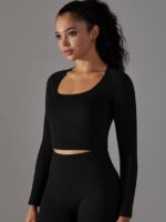 Ladies Extended-Sleeve Yoga Cropped Shirt - Flaunt Your Flexibility!