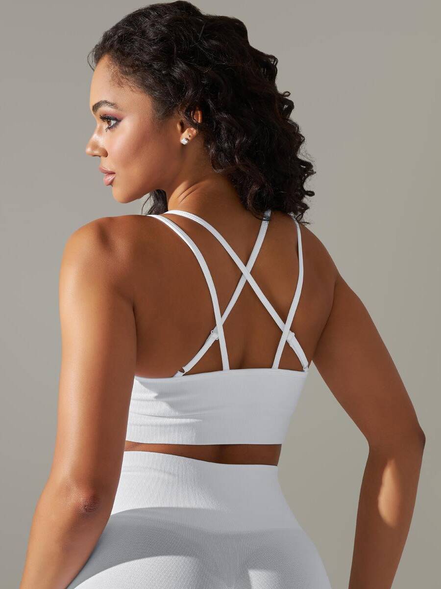 Naturalour Strappy Sports Bras Criss Cross Bra Sexy Back Push Up Yoga  Padded Bralette for Women