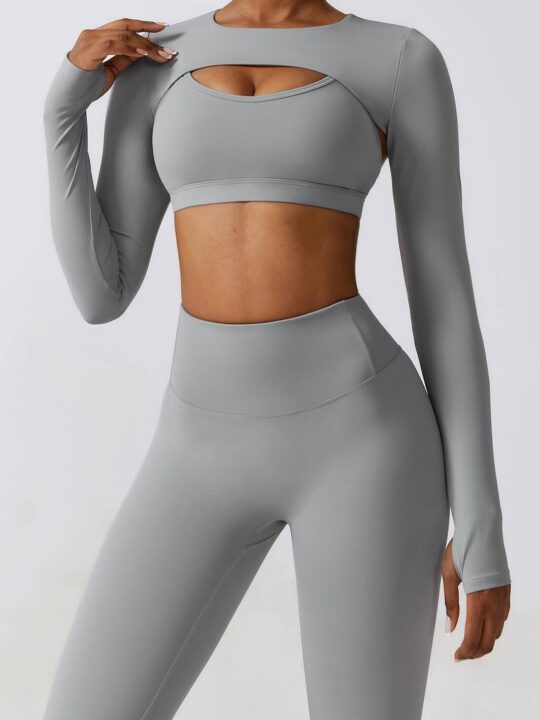 Luxurious 2-Piece Beachwear Set: Flattering Push-Up Halter Sports Bra & Stylish Cover-Up Outerwear for a Confident Look.