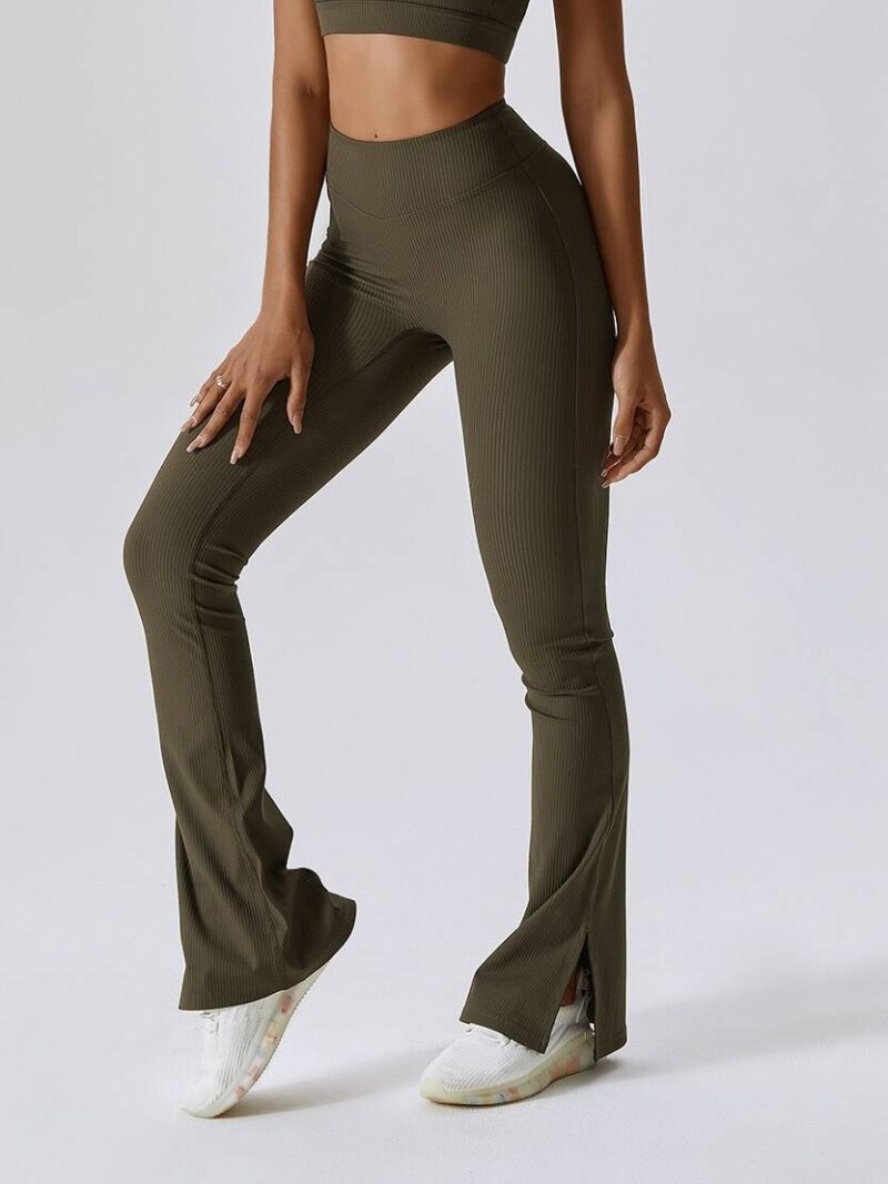 Luxurious High-Rise Ribbed Flared Boot-Cut Leggings - Soft and Stretchy for a Flattering Fit