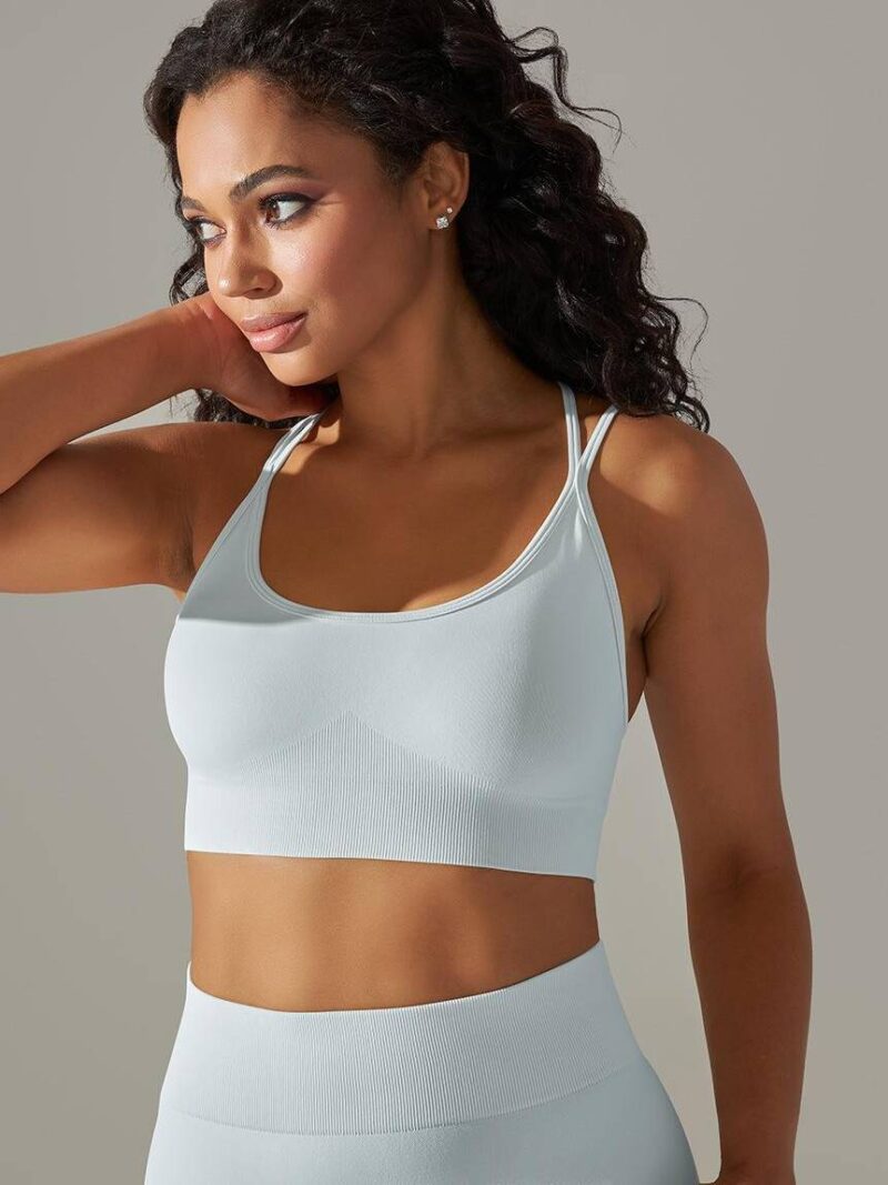 Luxurious Lace-Up Push-Up Yoga Bra with Alluring Back Detail