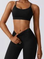 Luxurious Push-up Halter Sports Bra with Sexy Cross-Back Design - Supportive, Breathable, and Comfortable for Active Women