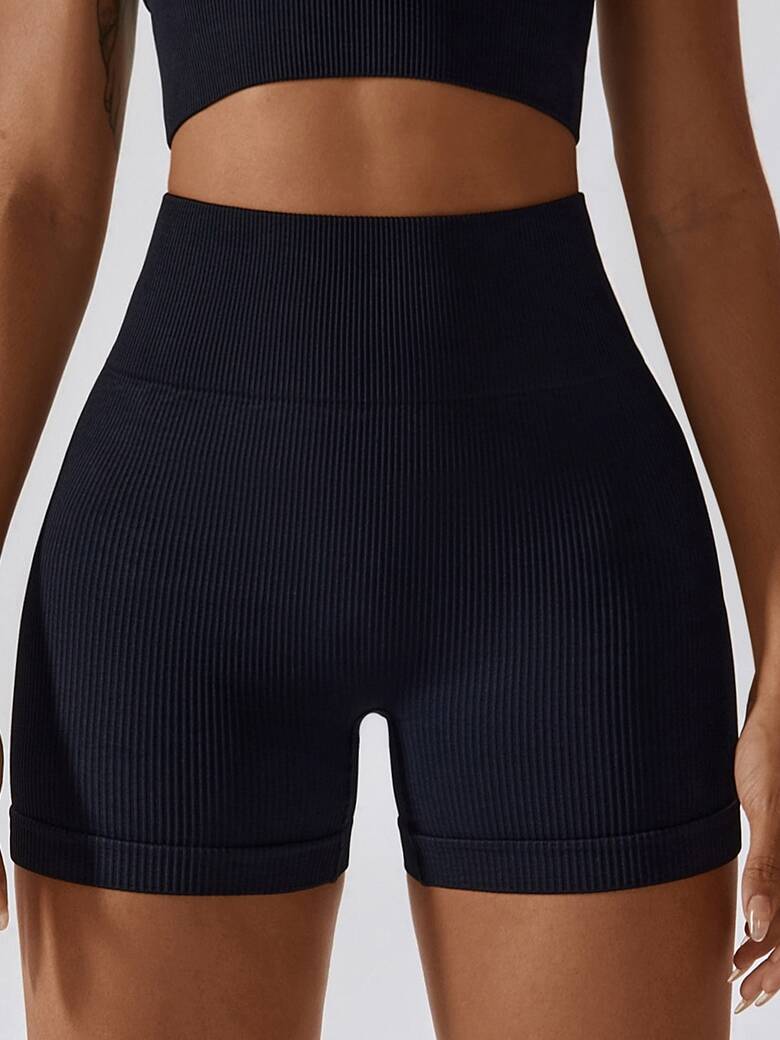 Luxurious Ribbed Scrunch Butt Workout Shorts - Perfect for Yoga & Exercise