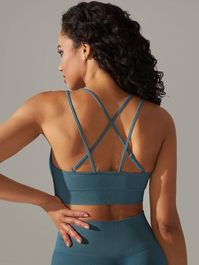 Luxurious Strappy Back Push-Up Yoga Bra – Feel Sexy, Confident & Supported During Your Workouts.