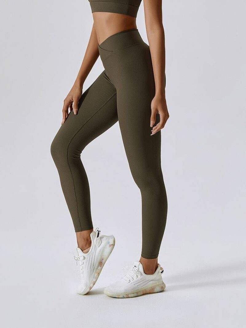 Ultra-Soft V-Waist Ribbed Leggings for Women - Perfect for Yoga, Pilates, Running & More - Luxuriously Stretchy & Comfortable for Any Workout.