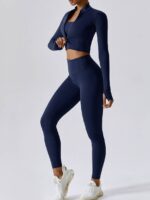 Luxury 3-Piece Activewear Set: Stylish Jacket, Supportive Sports Bra & Flattering High-Waist Leggings