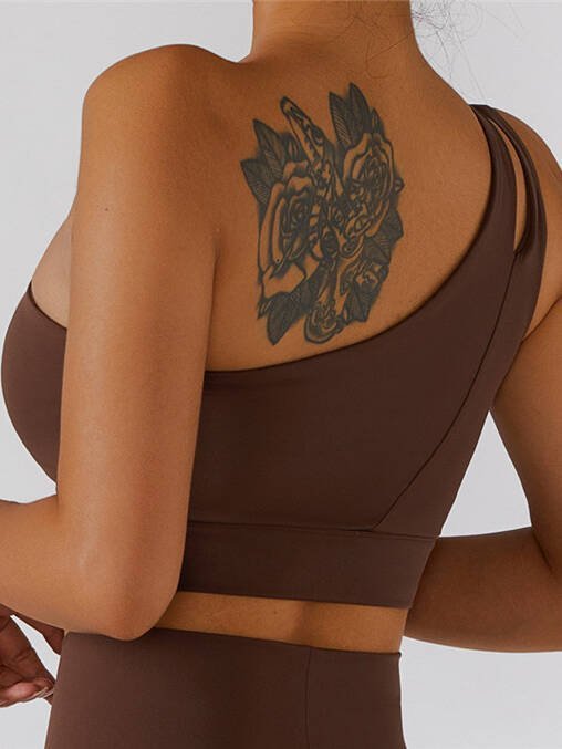 Sassy, Sexy One-Shoulder High Impact Sports Bra - Perfect for Intense Workouts & Athletic Activity