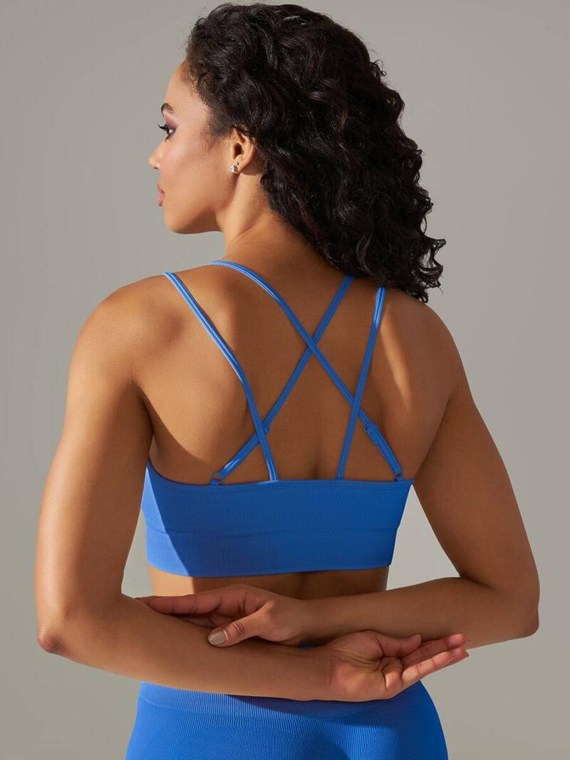Seductive Strappy Back Push-Up Yoga Bra | Supportive & Flattering Sports Bra | Sexy Backless Design for Low Impact Exercise