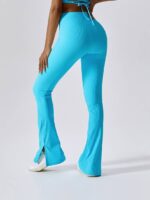 Seductively Sexy High-Waisted Ribbed Flare Bottom Leggings - Perfect for Flattering Your Figure!
