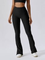 Sensual, High-Waisted Ribbed Flare Bottom Leggings - Flaunt Your Curves in Style