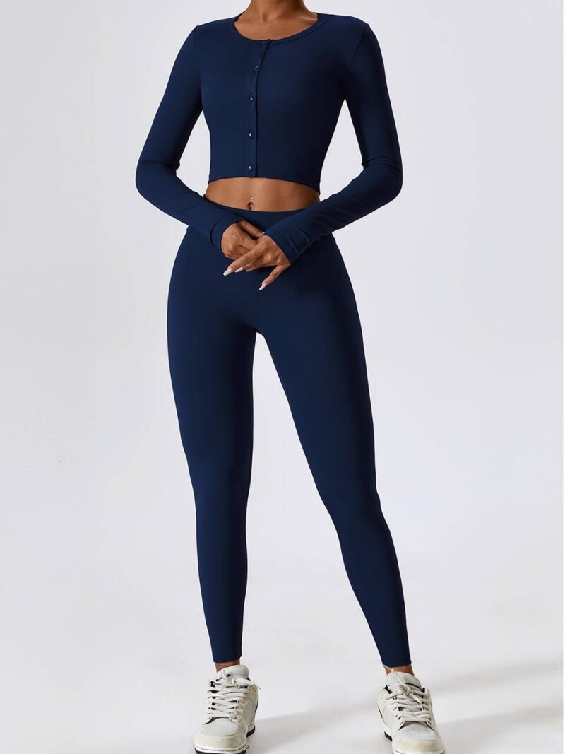 Sensual Sporty Set - Long Sleeve Cropped Top & High-Rise Scrunch Butt Leggings for Working Out
