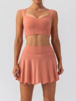Sensual Sporty Two-Piece Tennis Set - Square Neck Sports Bra & High Waisted Skirt - Perfect for the Court or the Club!