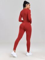 Sensual Two-Piece Set: O-Neck Long Sleeve Crop Top & Scrunch Butt Leggings - Show Off Your Curves!