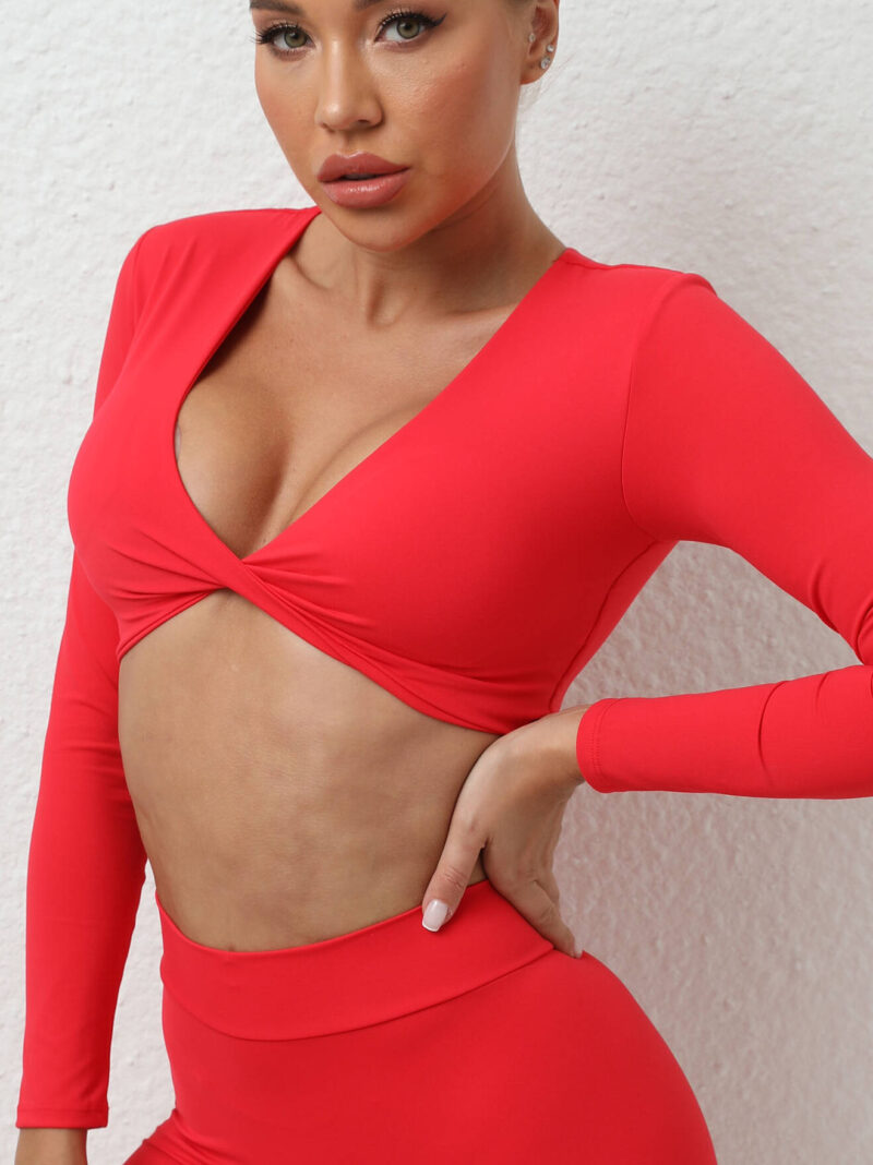 Sensuous Spongy Long-Sleeve Yoga Cropped Top - Get Ready to Flaunt Your Figure!