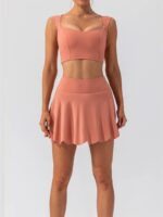 Sensuous Two-Piece Tennis Set - Square Neck Sports Bra & Flattering High Waist Skirt - Perfect for Activewear & Athletic Wear