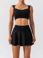 Sensuous Two-Piece Tennis Set - Square Neck Sports Bra & High-Waisted Skirt - Perfect for the Court!