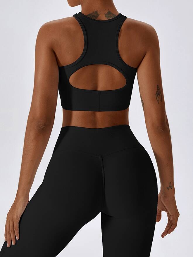 Set of 2 Sexy Ribbed Racerback Sports Bras & V-Waist Scrunchy Booty Leggings - Perfect for Yoga, Running, and Gym Workouts!