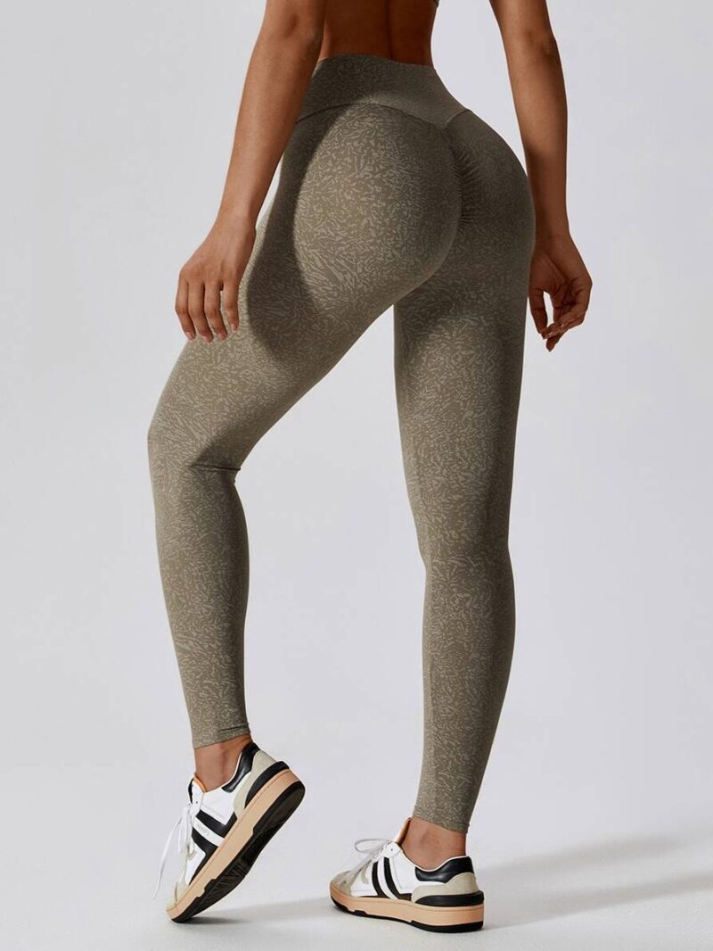 Sexy Camo High-Rise Scrunch Booty Leggings | Slimming Army Print Waisted Tights | Military Style Stretchy Workout Pants