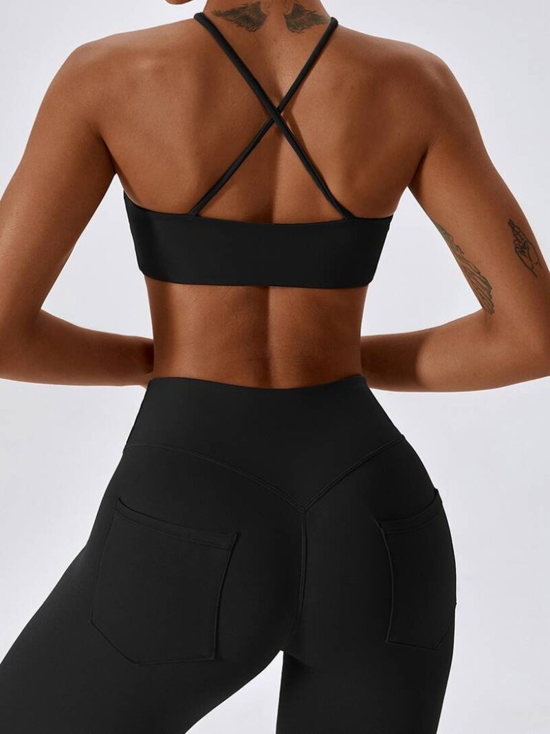 Sexy Cross-Back Sports Bra & High-Waisted Scrunch Butt Leggings Set - Perfect for Yoga, Running, Gym Workouts & More!
