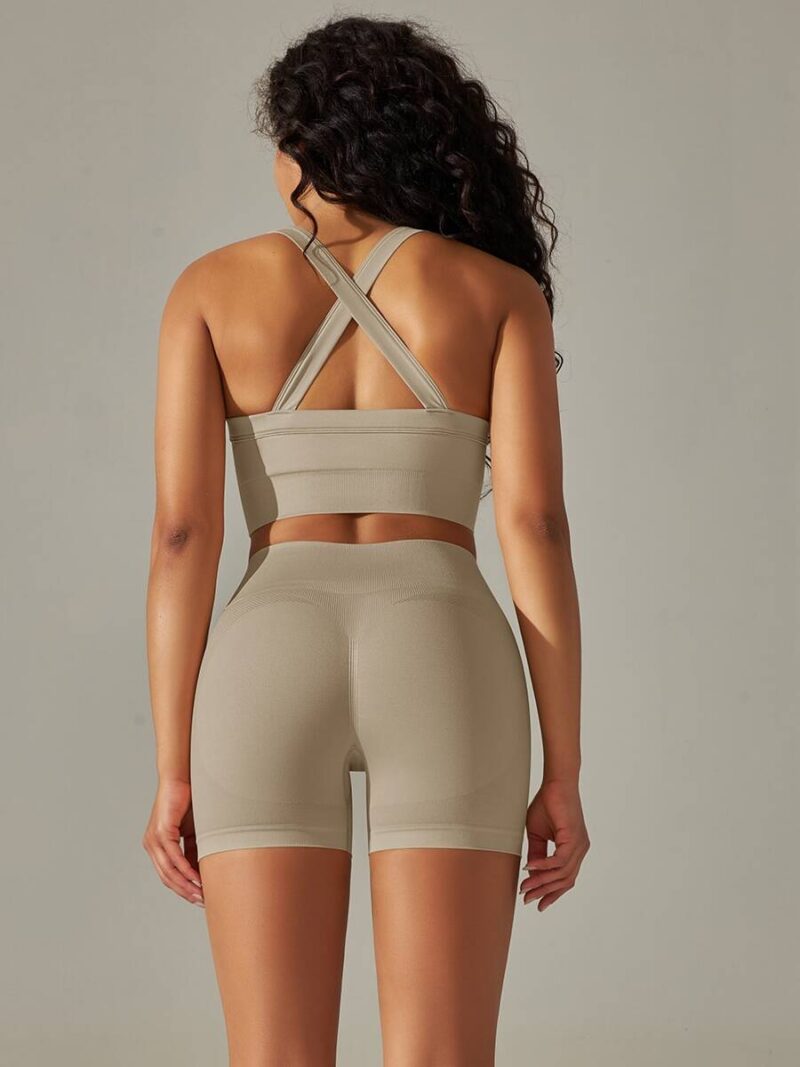 Sexy Crossback Sports Bra & High-Waisted Shorts Set for Women - Perfect for Working Out & Lounging Around!