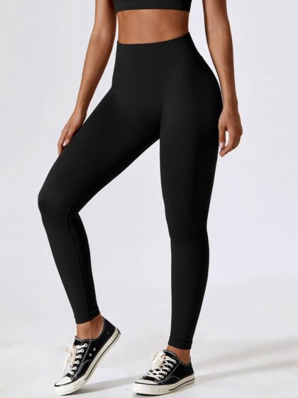 Sexy High-Rise Ribbed Yoga Leggings | Flaunt Your Curves in These Form-Fitting Workout Pants