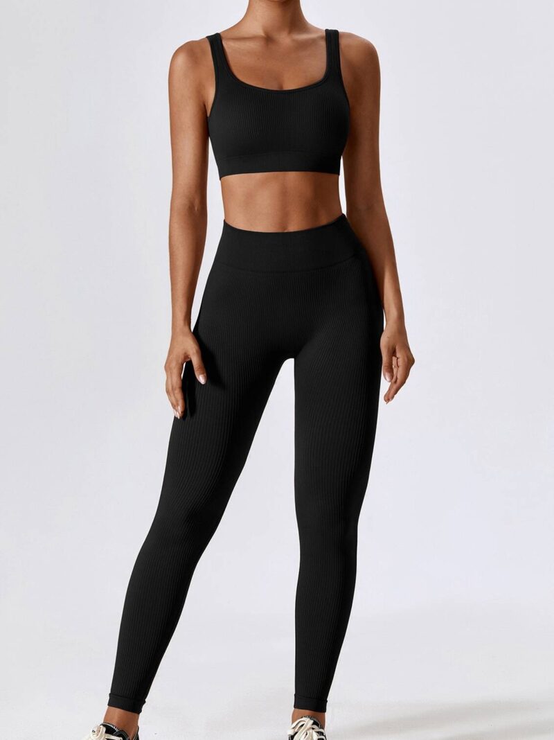 Sexy High-Waisted Ribbed Yoga Leggings | Womens Stretchy Workout Trousers | Slim Fit Gym Bottoms | Athletic Apparel for Yoga & Pilates