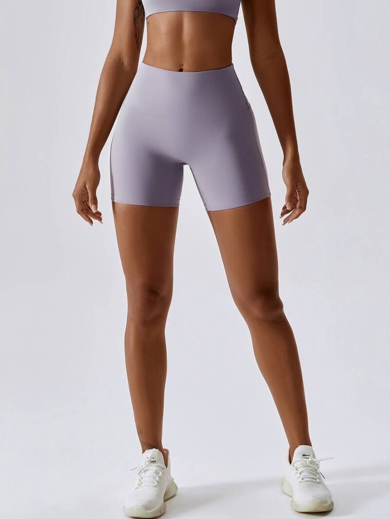 Fashion Nova, Shorts, Seamless High Stretch Ruched Sports Bra Scrunch  Butt Biker Shorts Plain Grey