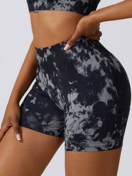 Sexy High-Waisted Tie-Dye Scrunch Butt Yoga Booty Shorts - Show Off Your Curves!