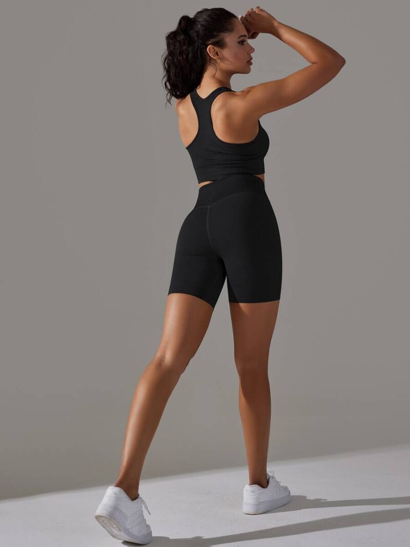 Sexy Racerback Padded Sports Bra & High Waist Shorts Set - Perfect for Any Workout!