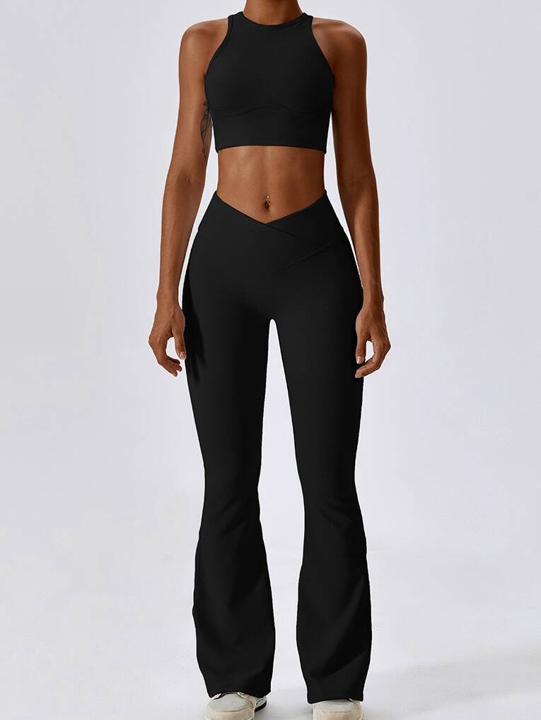Sexy Ribbed Racerback Sports Bra with Cut-Out Detail - Perfect for Working Out or Lounging!