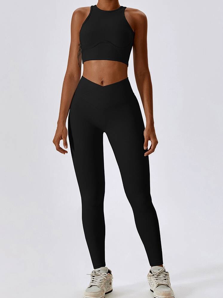 Sexy Ribbed V-Waist Scrunch Butt Leggings for Women - Enhances Curves and Creates a Sensuous Look with Every Wear