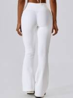 Sexy Ribbed V-Waist Wide-Leg Leggings with a Scrunch Booty Boosting Detail