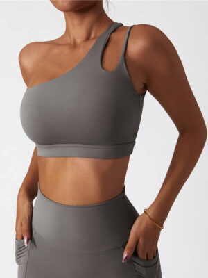 Sexy Single Shoulder Strap Open-Back Athletic Bra | Flaunt Your Figure in This Flirty Workout Top