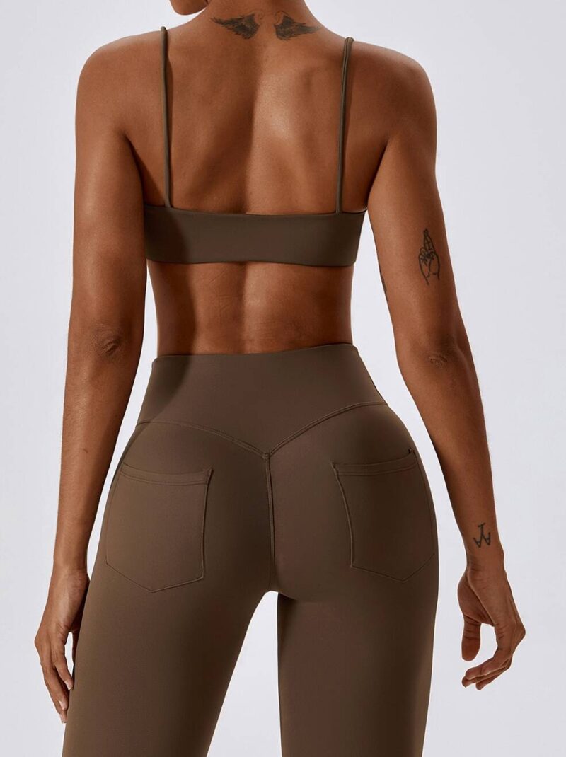 Sexy Squared Neck Sports Bra with Flirty Spaghetti Straps - Perfect for Running, Yoga, and Gym Workouts!