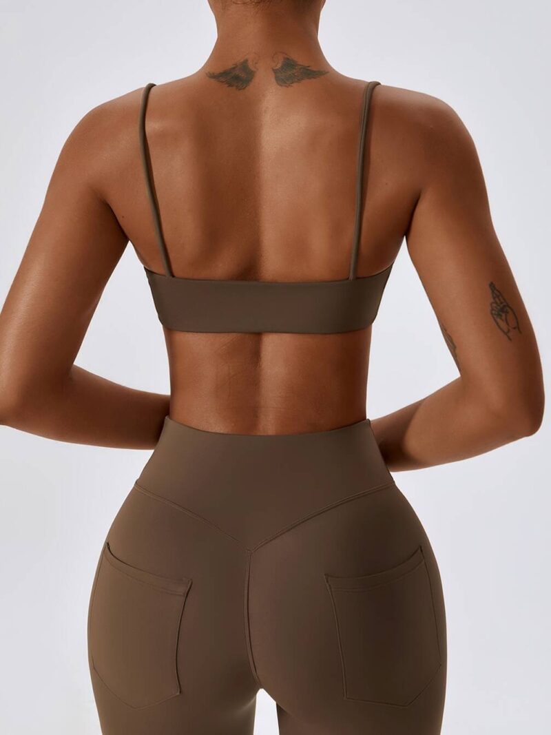 Sexy Squared Neck Sports Bra with Flirty Spaghetti Straps for Women | Supportive, Stylish Activewear for the Gym & Beyond