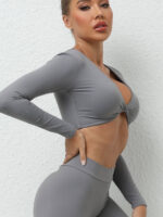 Sizzle in Style: Padded Long-Sleeve Cropped Yoga Top for a Flirtatious Look