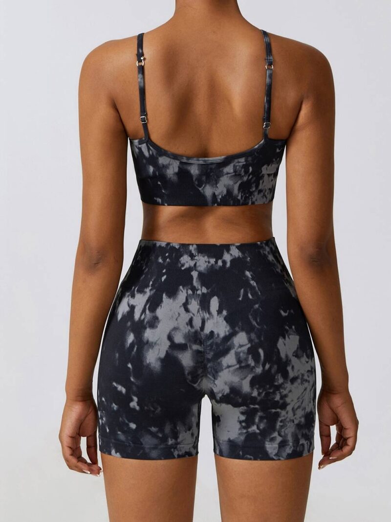 Sizzling Hot Tie-Dye Cami Sports Bra & High-Rise Scrunch Booty Shorts Set - Perfect for Working Out or Lounging!