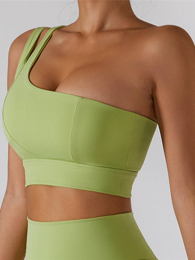 Sleek, Single-Shoulder Supportive Sports Bra for High-Impact Activities