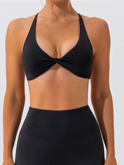 Sleek and Supportive Criss-Cross Backless Twist Sports Bra - Perfect for Working Out and Everyday Wear!