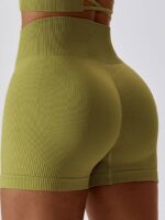 Spandex Ribbed Booty-Lifting Yoga Shorts | Scrunch Butt Workout Activewear | High-Waisted Gym Shorts | Sexy Hot Stretchy Shorts
