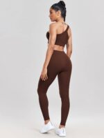Sporty One Shoulder Strap Ribbed Bra & High Waisted Leggings Set - Hot & Stylish Fitness Outfit!