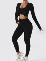 Stay Comfy and Stylish with this Quick-Drying Long Sleeve Yoga Crop Top Cardigan