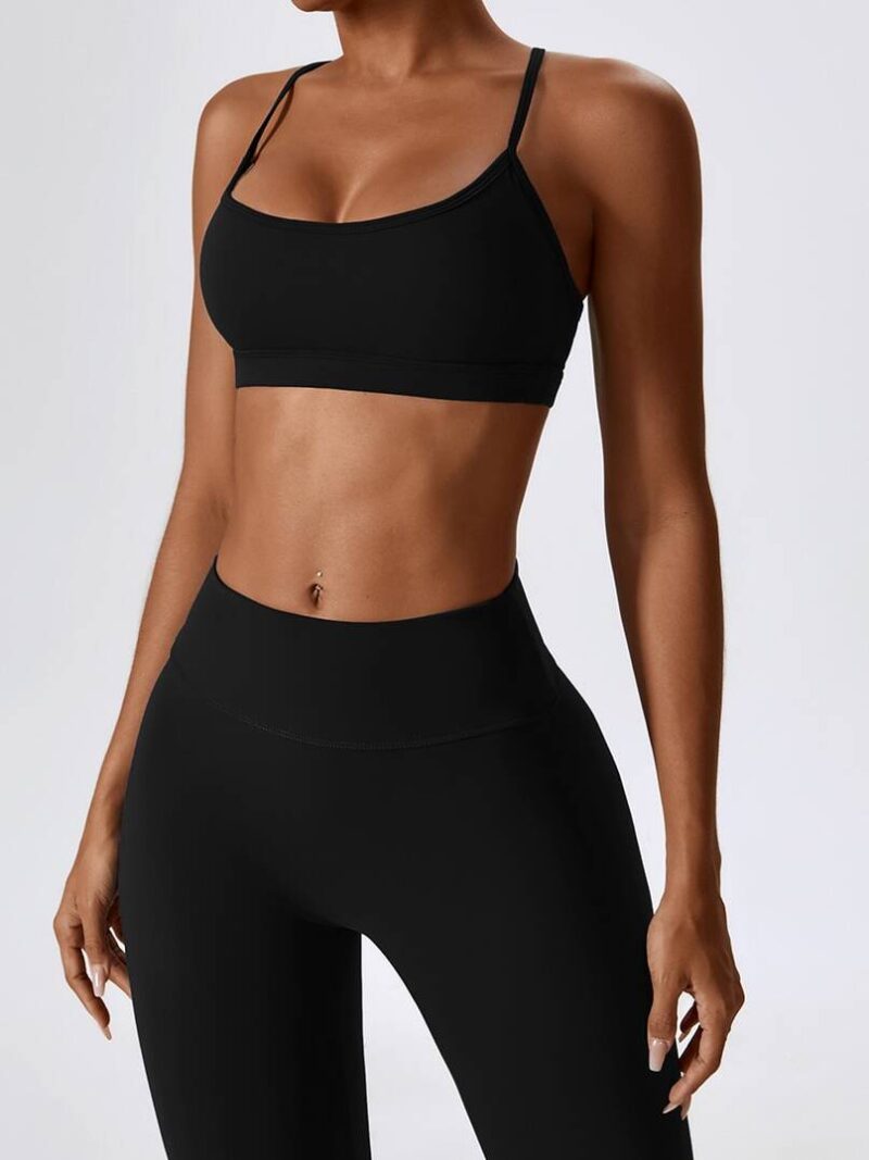 Stay Fit & Fabulous with this Cross Back Sports Bra & High Waisted Scrunch Butt Leggings Workout Outfit Set!